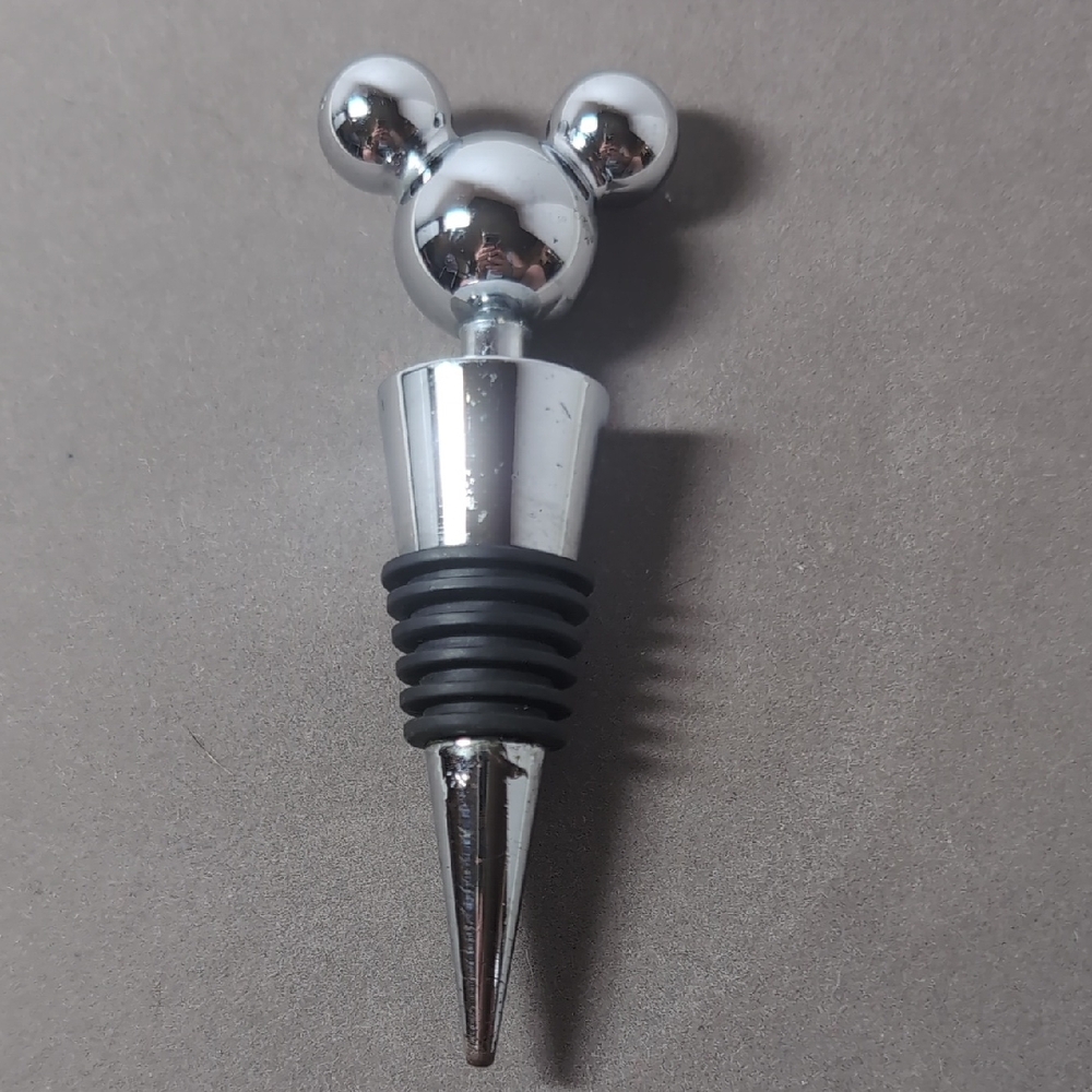 Disney Mickey-Style Wine Bottle Stopper - Silver & Black